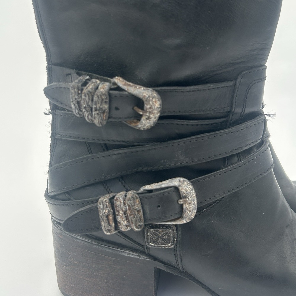 Freebird by Steven Pikes Size 8 Wrap Strap Riding Western Leather Boots Black - Picture 12 of 12
